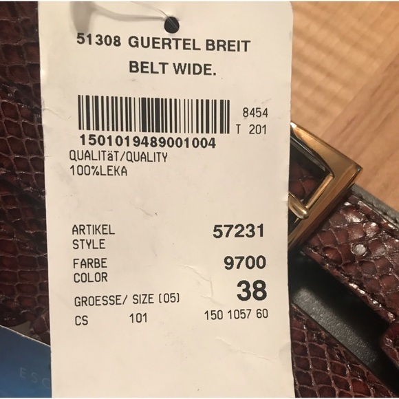 NWT Escada Leather Wide Waist Woman’s Belt Brown Snake Gold Hardware Italy main image 9
